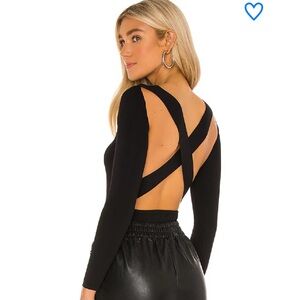 superdown Black Long Sleeve Bodysuit